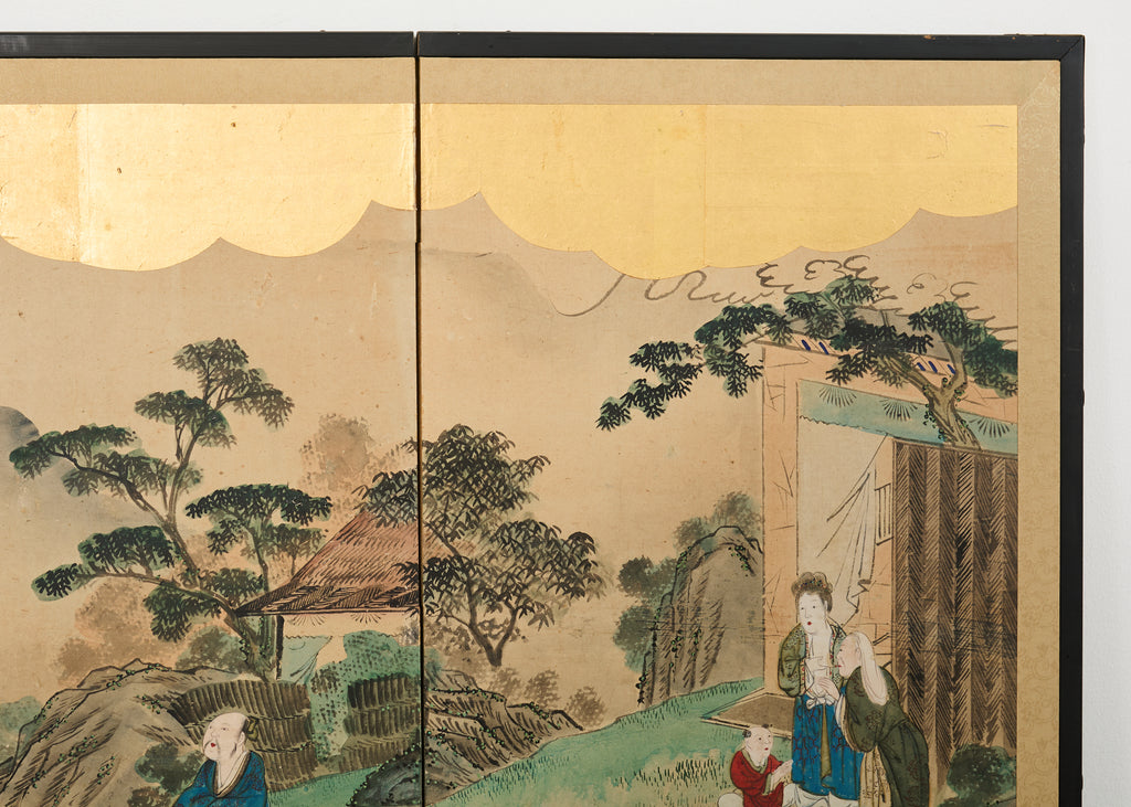 Japanese Edo Four Panel Screen Paragons of Filial Piety