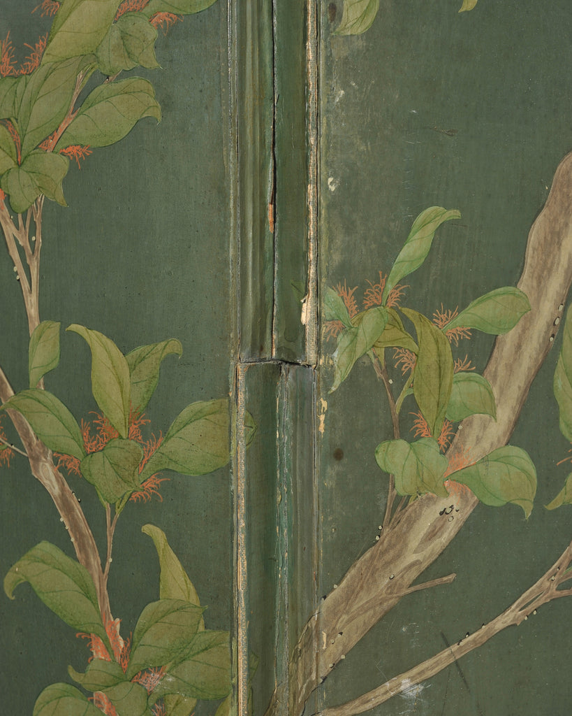 English Chinoiserie Decorated Flora and Fauna Folding Screen