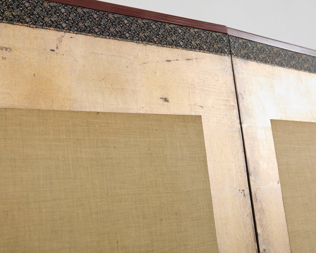 Japanese Kano School Four Panel Screen Birds and Owl