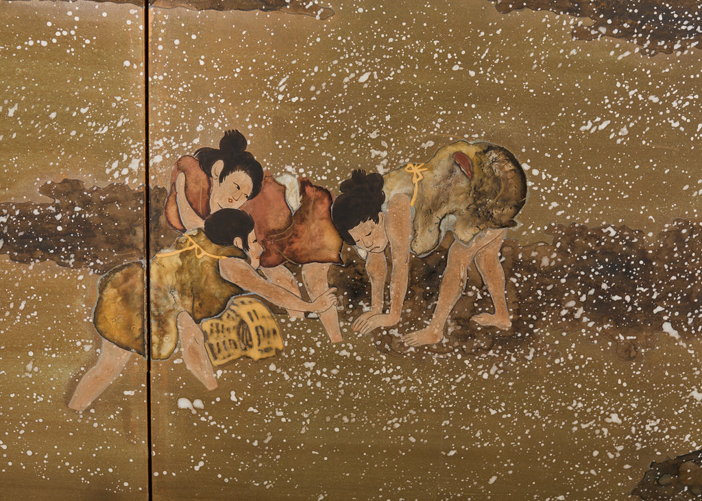 Japanese Showa Screen Shell Gathering After Katsushika Hokusai