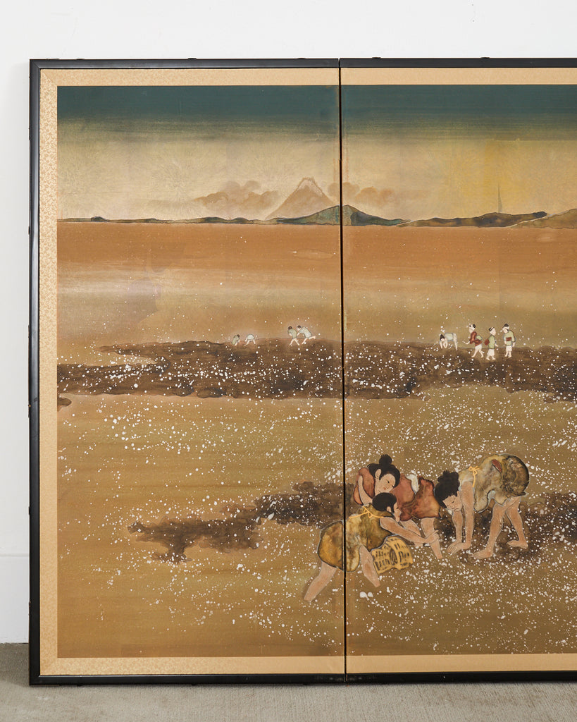 Japanese Showa Screen Shell Gathering After Katsushika Hokusai