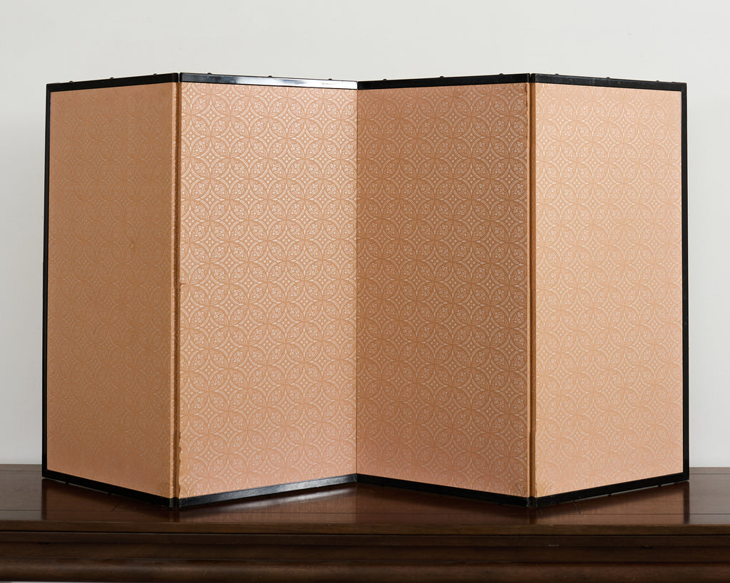 Japanese Showa Four Panel Screen Prunus with Songbirds