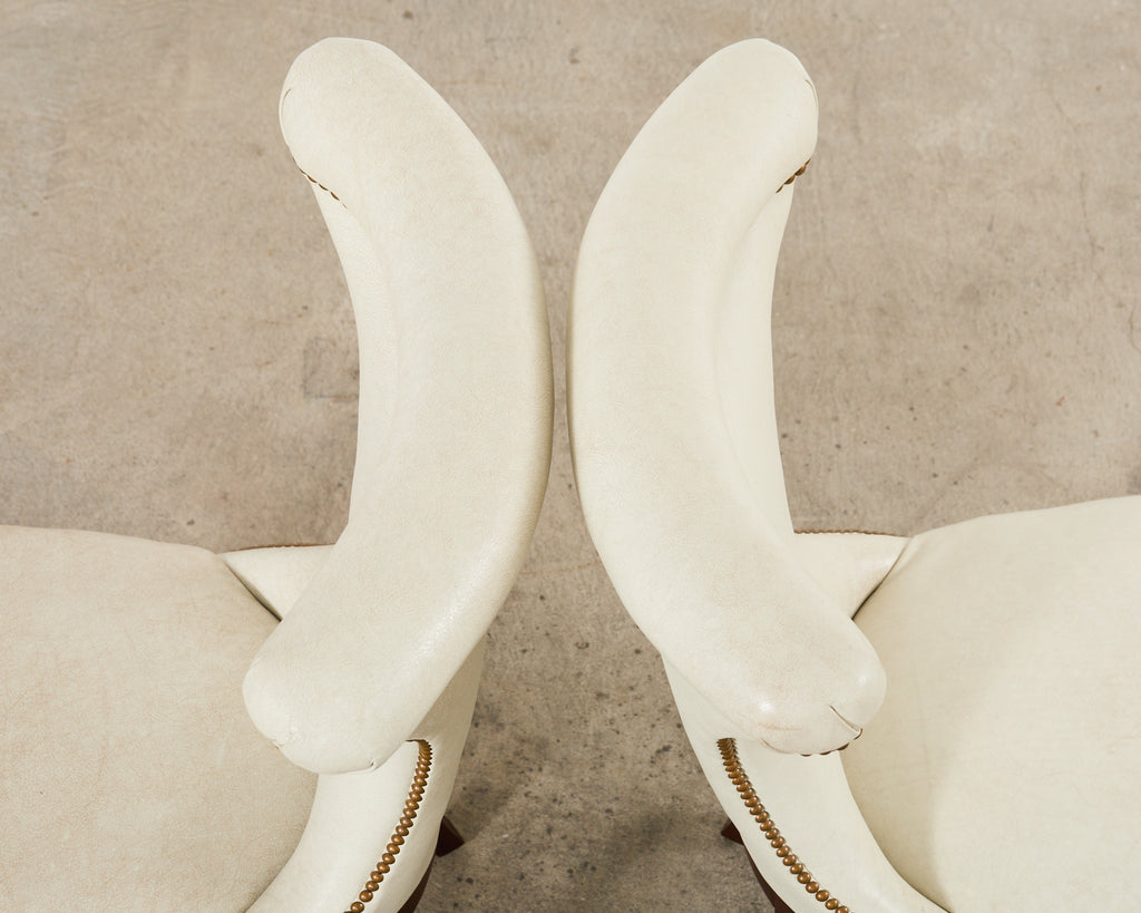 Set of Four Ralph Lauren Regency Style Leather Dining Chairs