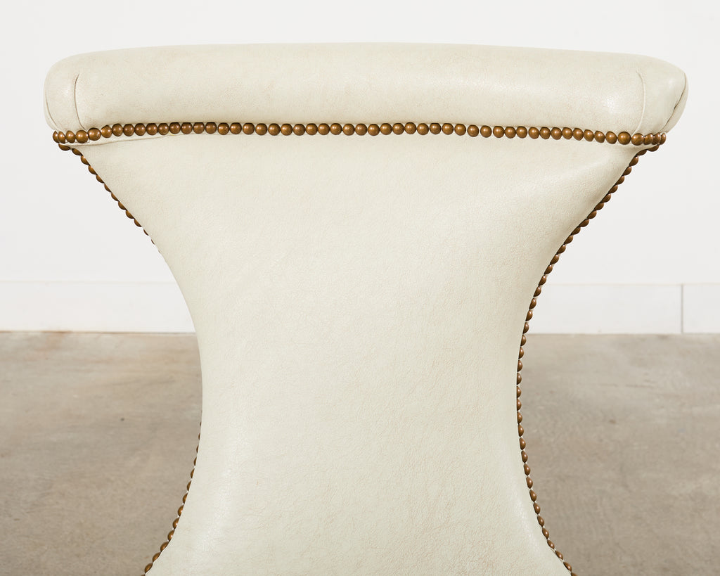 Set of Four Ralph Lauren Regency Style Leather Dining Chairs