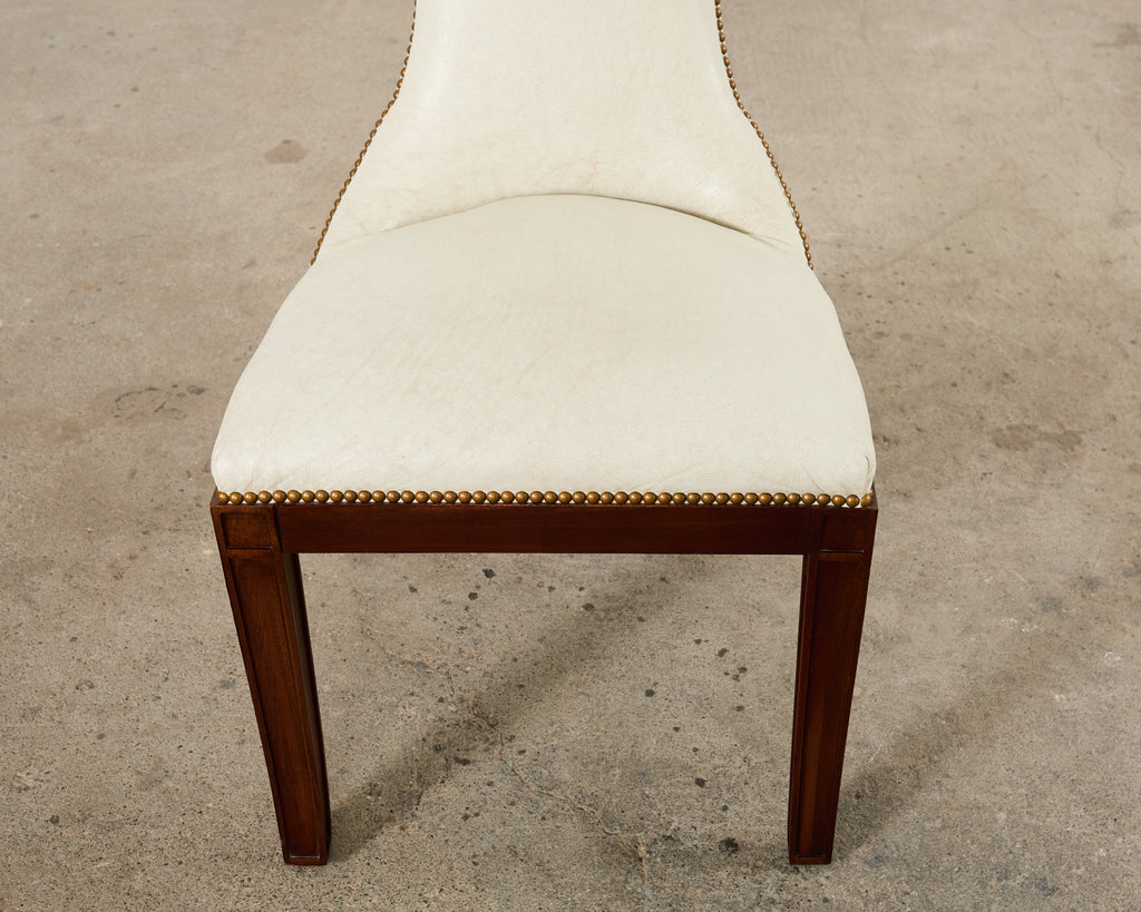 Set of Four Ralph Lauren Regency Style Leather Dining Chairs