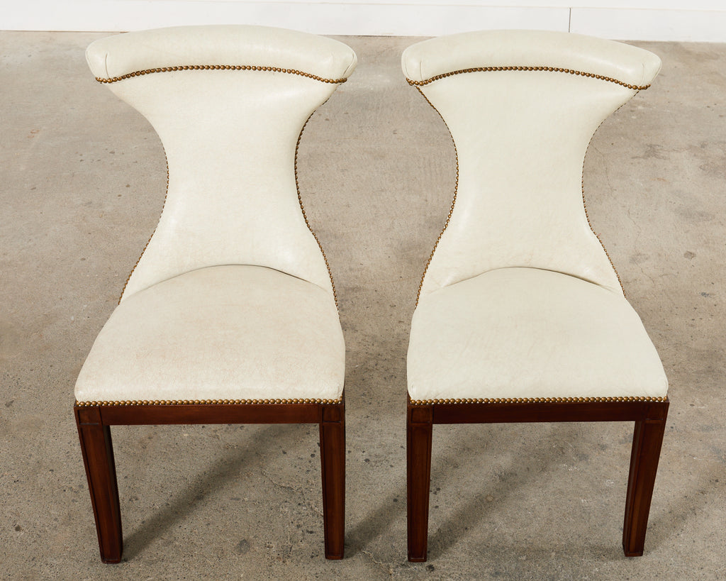 Set of Four Ralph Lauren Regency Style Leather Dining Chairs