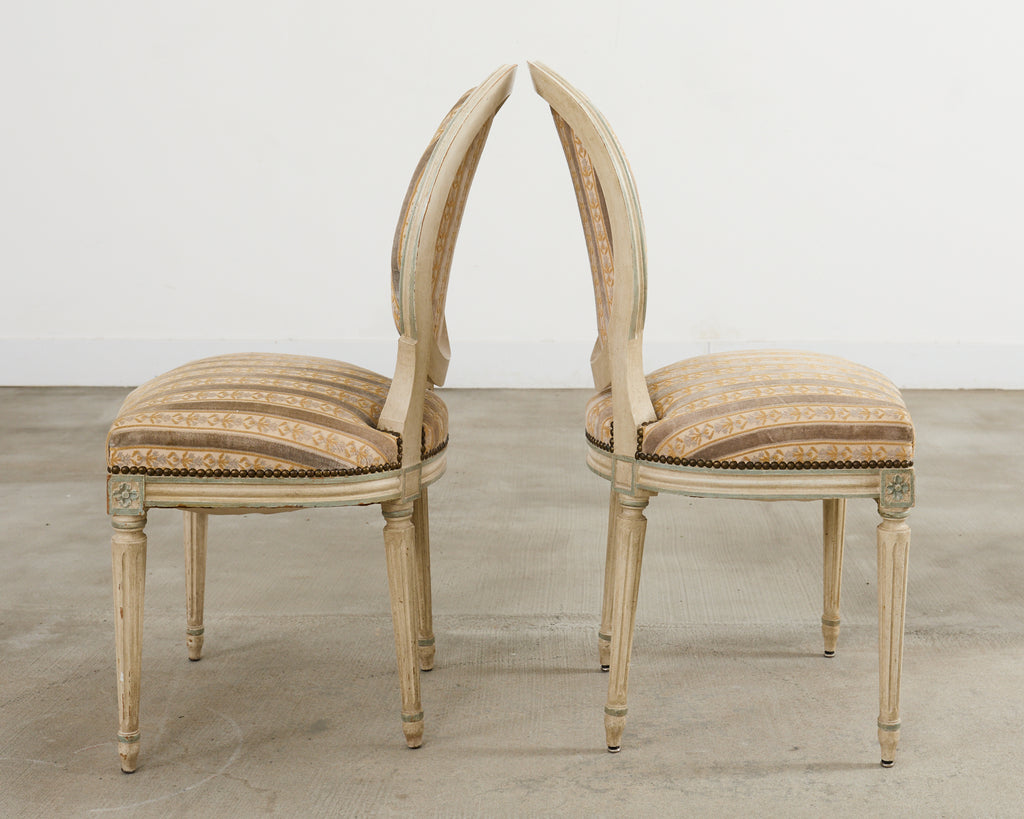 Set of Four French Louis XVI Style Painted Dining Chairs