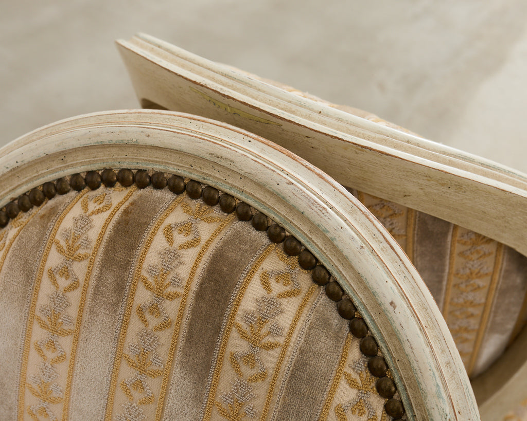 Set of Four French Louis XVI Style Painted Dining Chairs