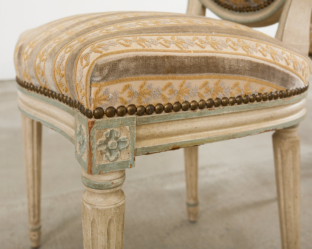 Set of Four French Louis XVI Style Painted Dining Chairs