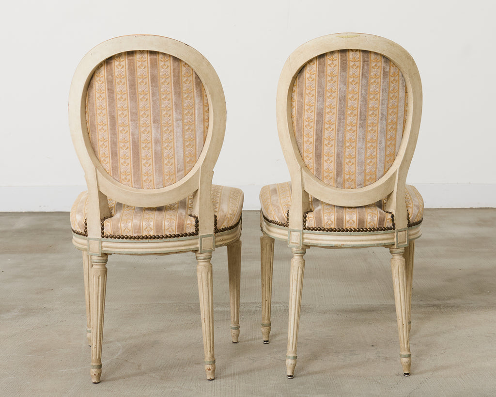 Set of Four French Louis XVI Style Painted Dining Chairs