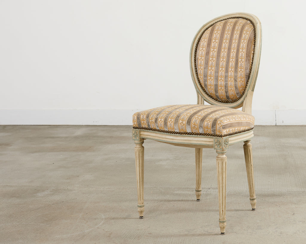 Set of Four French Louis XVI Style Painted Dining Chairs