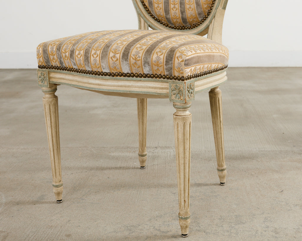 Set of Four French Louis XVI Style Painted Dining Chairs