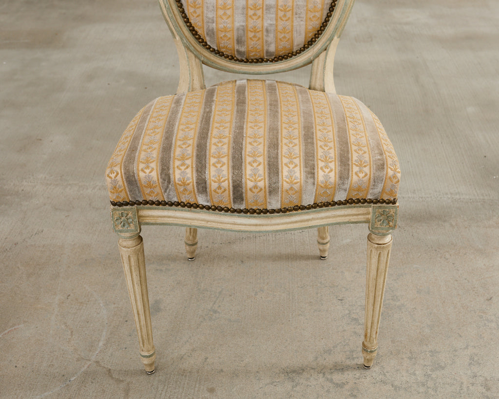 Set of Four French Louis XVI Style Painted Dining Chairs