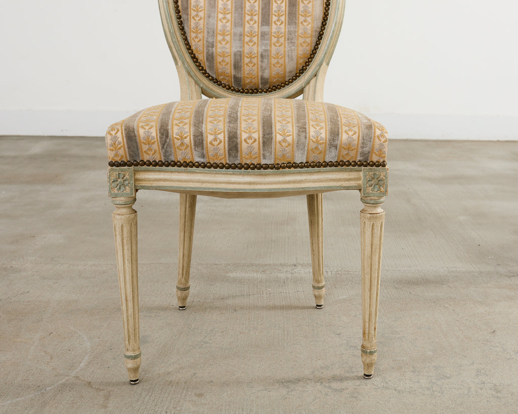 Set of Four French Louis XVI Style Painted Dining Chairs