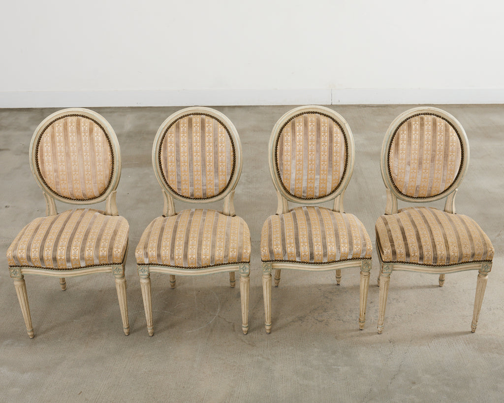 Set of Four French Louis XVI Style Painted Dining Chairs