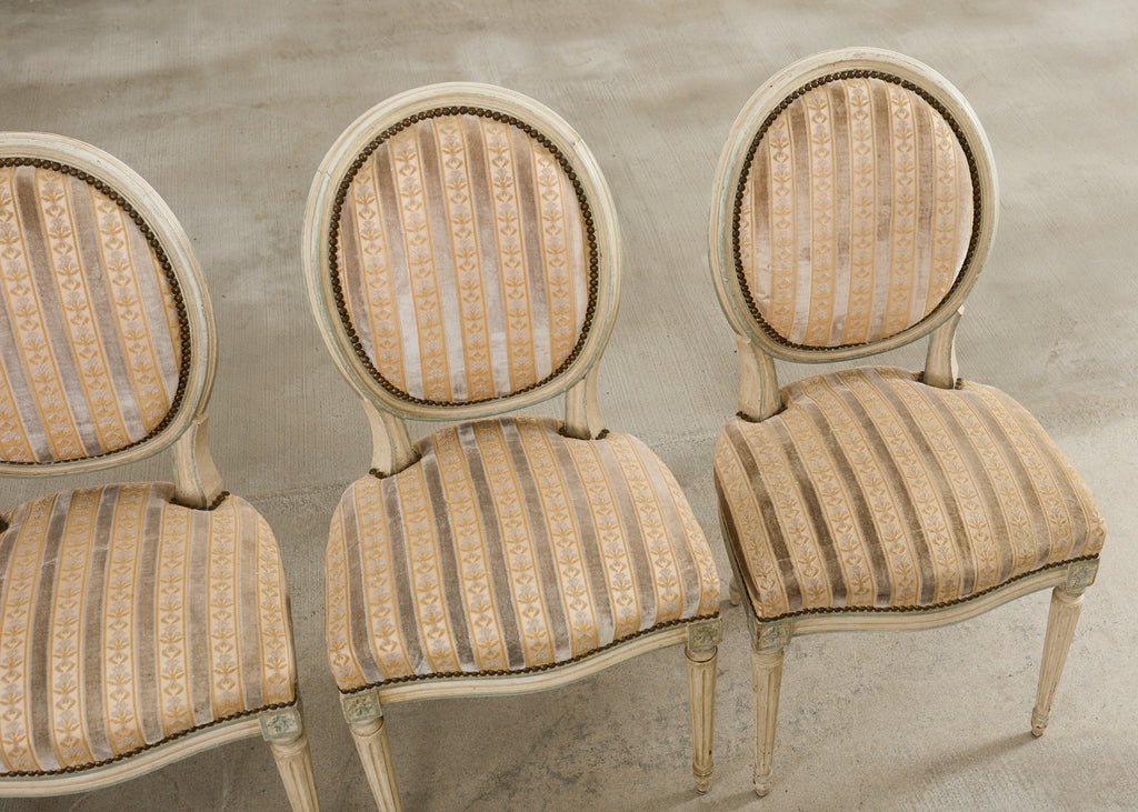 Set of Four French Louis XVI Style Painted Dining Chairs