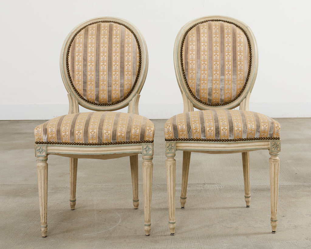 Set of Four French Louis XVI Style Painted Dining Chairs