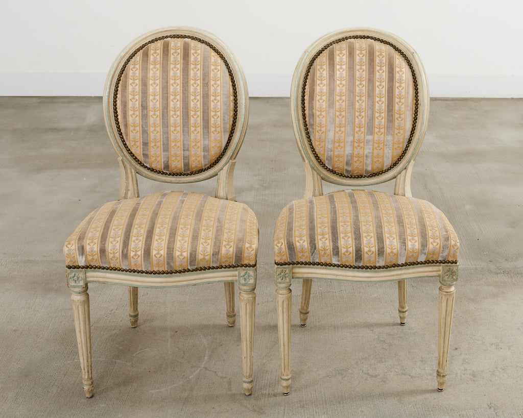 Set of Four French Louis XVI Style Painted Dining Chairs