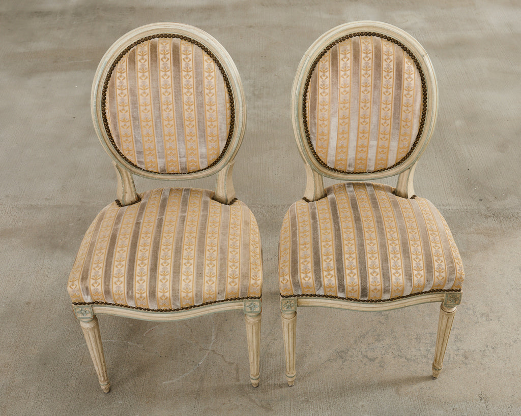 Set of Four French Louis XVI Style Painted Dining Chairs