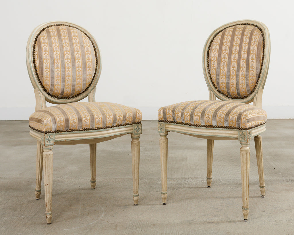 Set of Four French Louis XVI Style Painted Dining Chairs