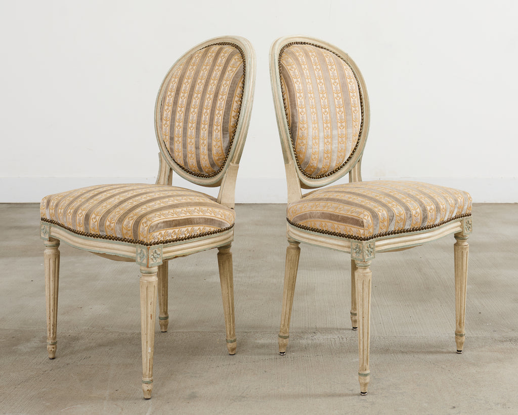 Set of Four French Louis XVI Style Painted Dining Chairs