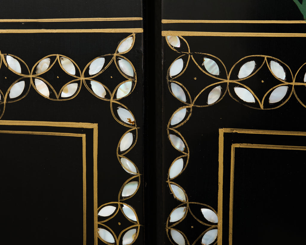 Chinese Six Panel Carved Soapstone Coromandel Lacquer Screen