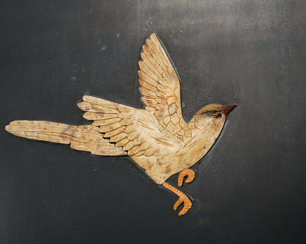 Chinese Six Panel Carved Soapstone Coromandel Lacquer Screen