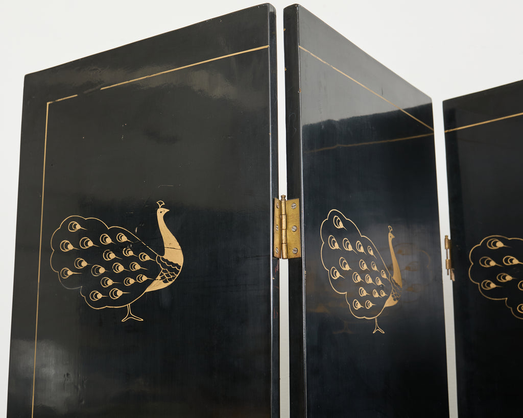 Chinese Six Panel Carved Soapstone Coromandel Lacquer Screen