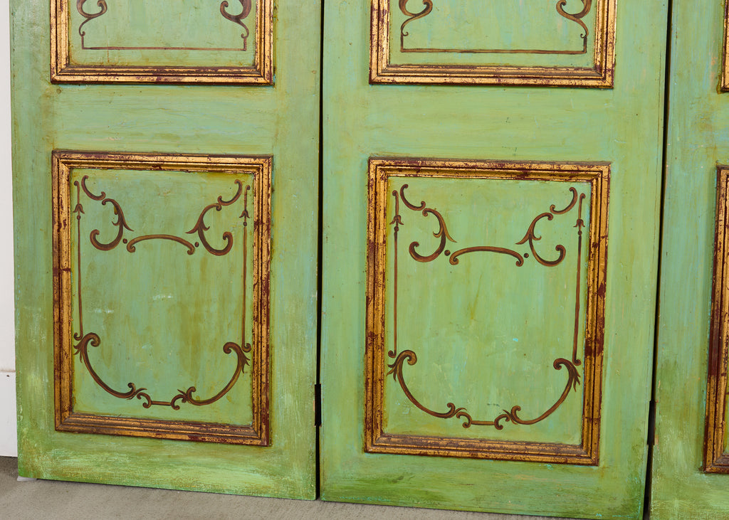 Set of Four Italian Chinoiserie Painted Wood Panels