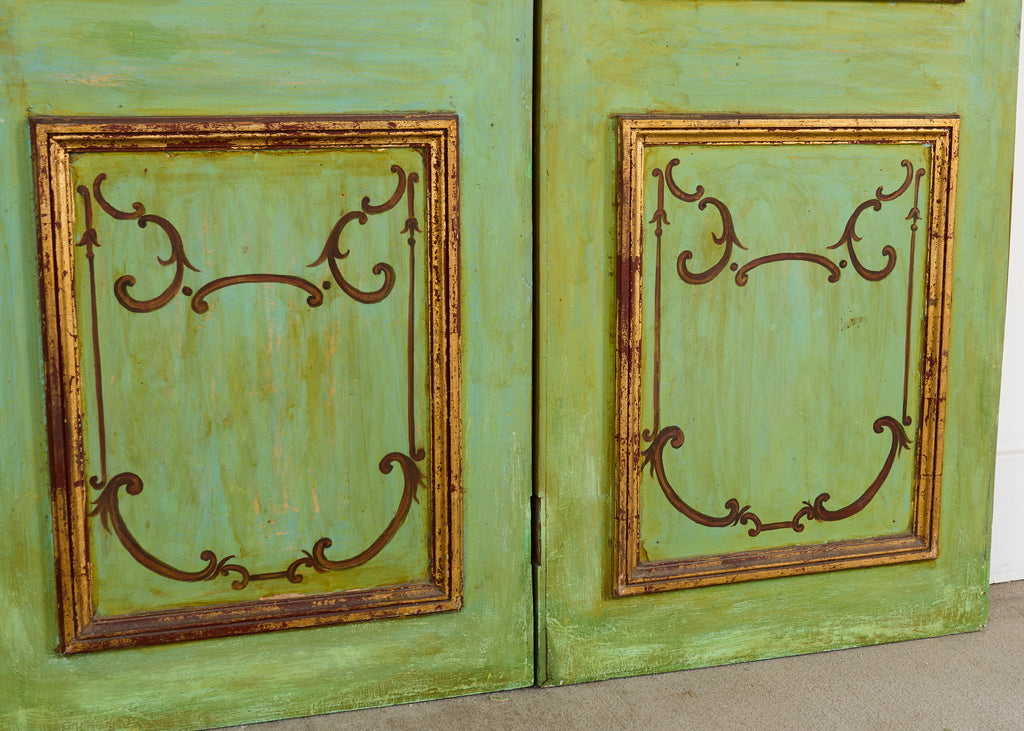 Set of Four Italian Chinoiserie Painted Wood Panels
