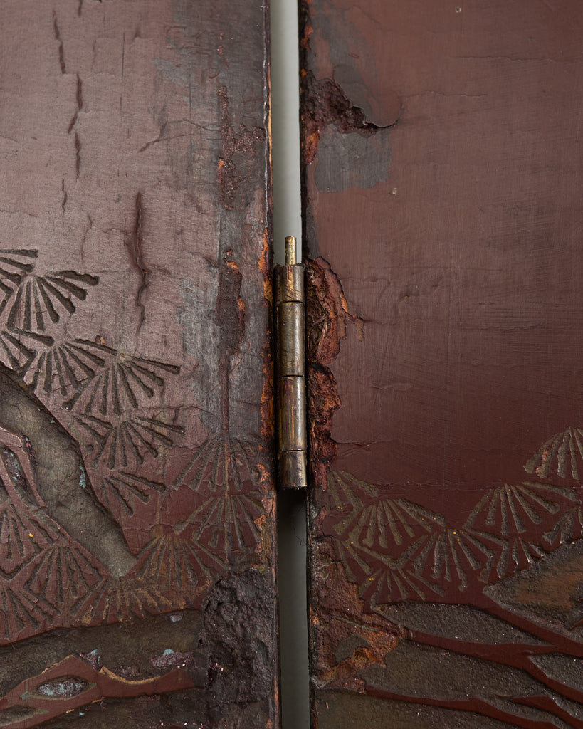 Chinese Export Qing Lacquered Four Panel Coromandel Screen