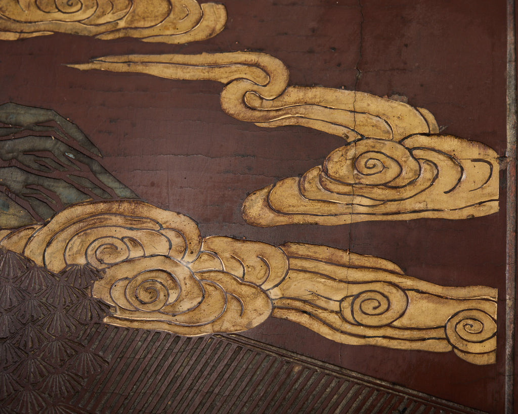 Chinese Export Qing Lacquered Four Panel Coromandel Screen