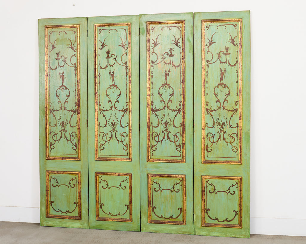 Set of Four Italian Chinoiserie Painted Wood Panels