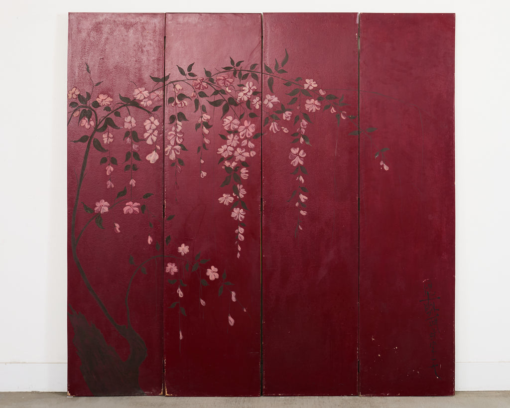 Set of Four Italian Chinoiserie Painted Wood Panels