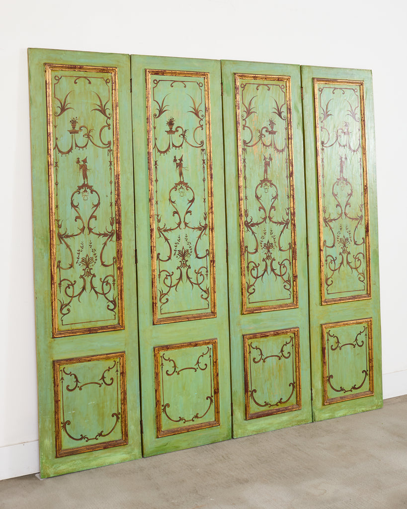 Set of Four Italian Chinoiserie Painted Wood Panels