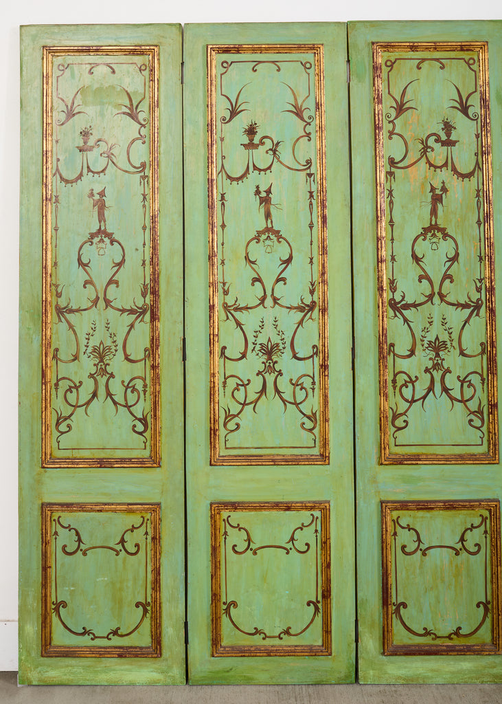 Set of Four Italian Chinoiserie Painted Wood Panels
