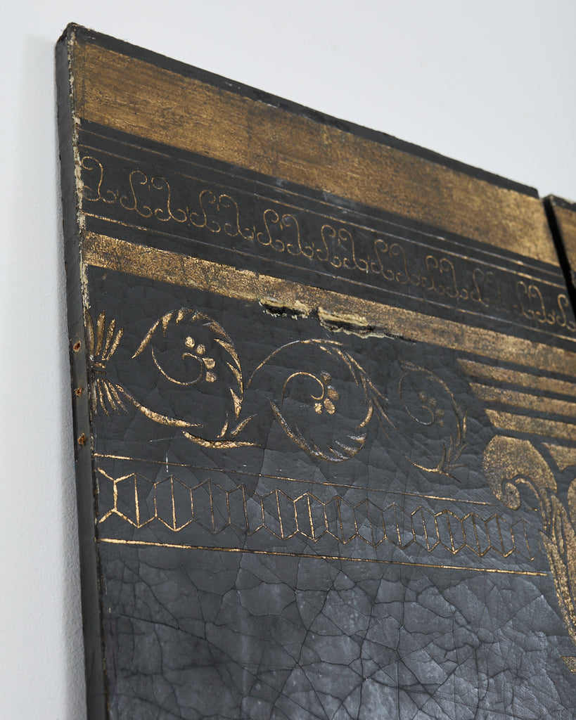 Neoclassical Style Lacquered Five Panel Screen Fragment