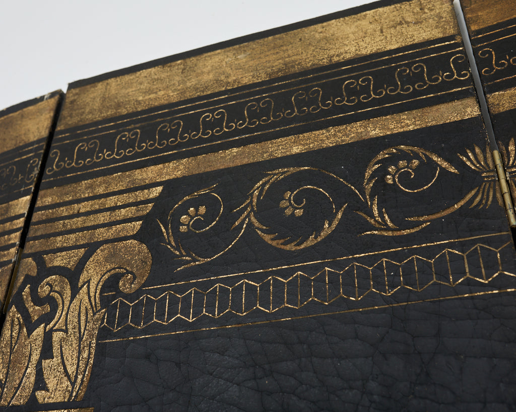 Neoclassical Style Lacquered Five Panel Screen Fragment