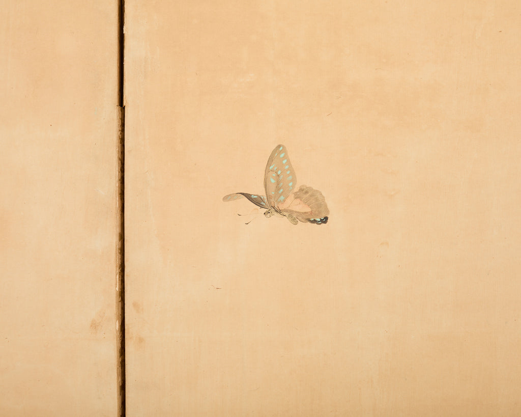 Japanese Taisho Six Panel Screen Roosters and Hens