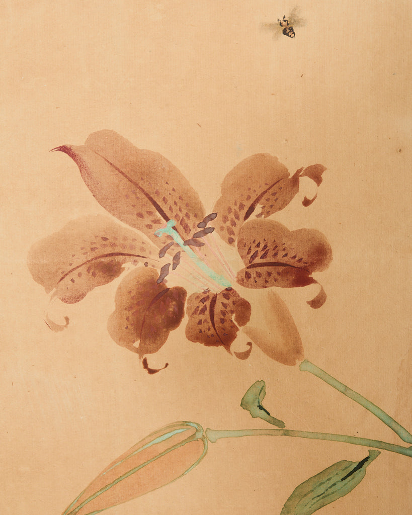 Japanese Taisho Six Panel Screen Roosters and Hens