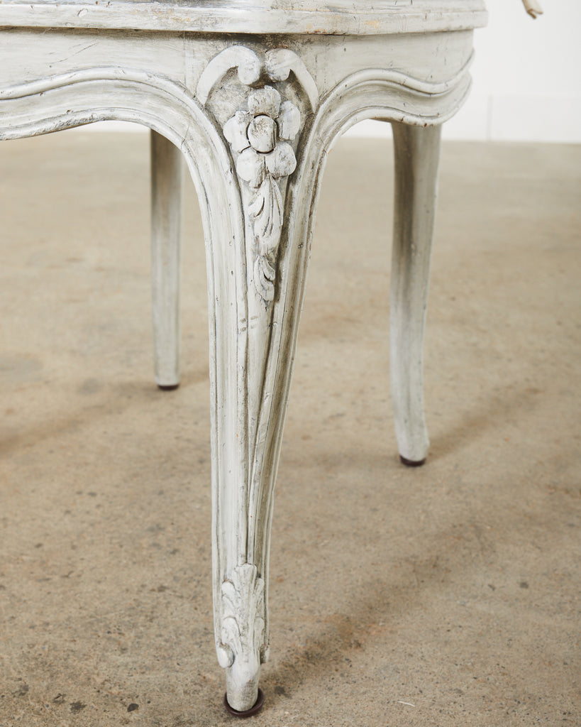 Set of Six French Provincial Style Painted Cane Dining Chairs