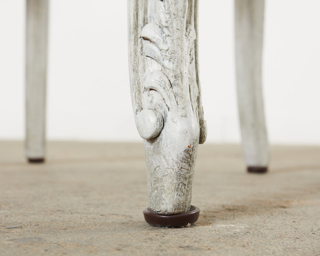 Set of Six French Provincial Style Painted Cane Dining Chairs