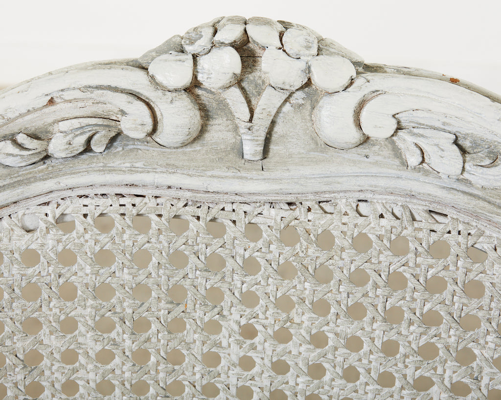 Set of Six French Provincial Style Painted Cane Dining Chairs