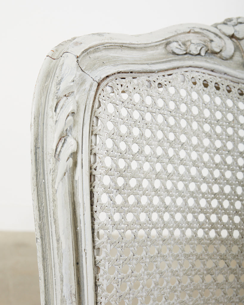 Set of Six French Provincial Style Painted Cane Dining Chairs