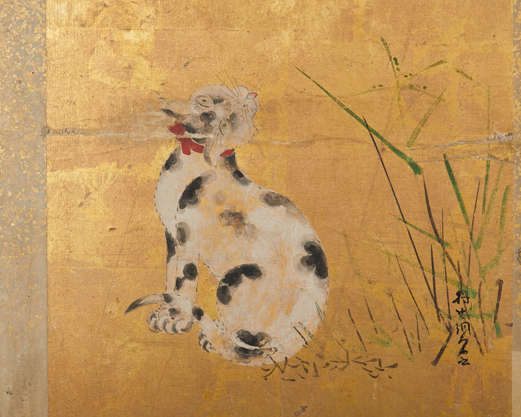 Japanese Edo Six Panel Screen Kano School Applied Vignettes