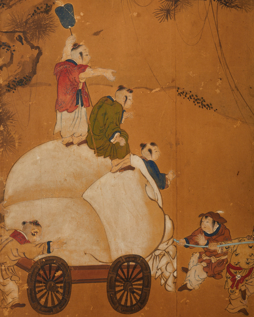 Japanese Edo Six Panel Screen Chinese Children at Play