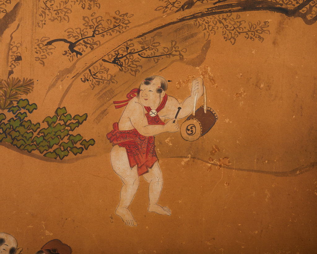 Japanese Edo Six Panel Screen Chinese Children at Play
