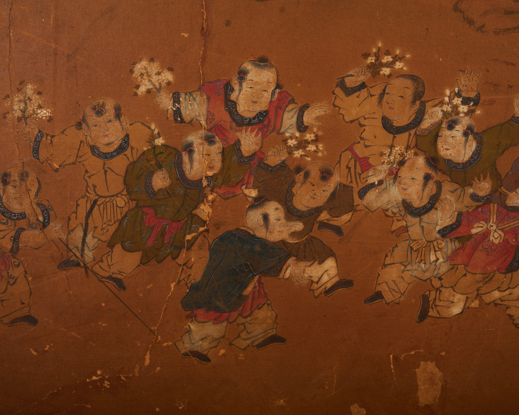 Japanese Edo Six Panel Screen Chinese Children at Play