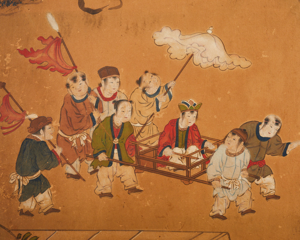 Japanese Edo Six Panel Screen Chinese Children at Play