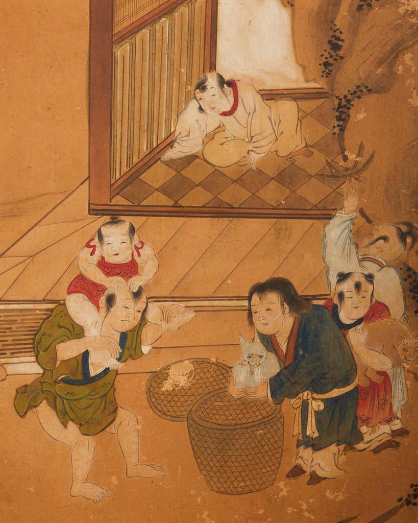 Japanese Edo Six Panel Screen Chinese Children at Play